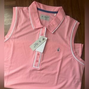 An Original Penguin Women’s Golf Polo Tank Sleeveless Pink L XS NWT